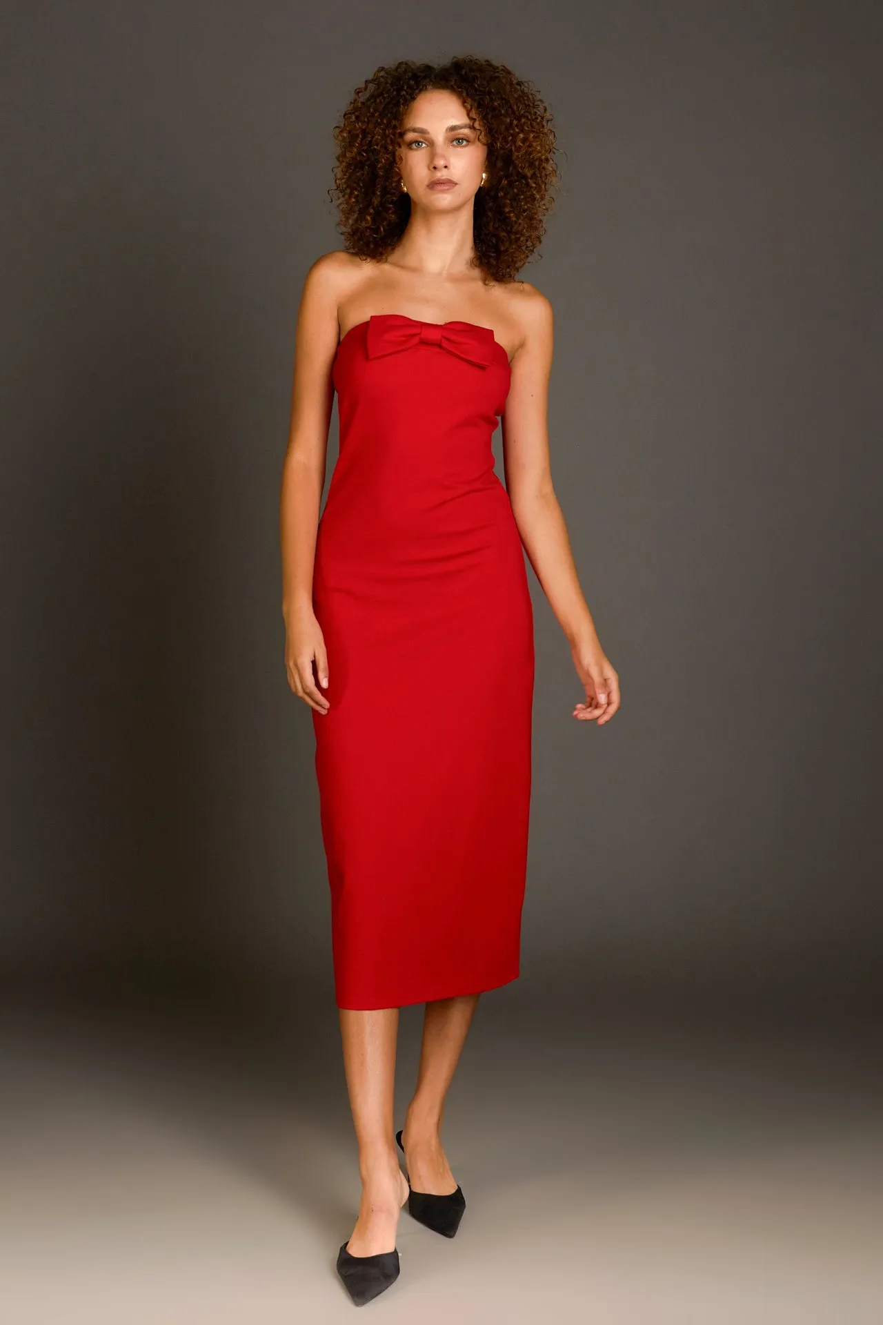 Strapless Bow Midi Dress