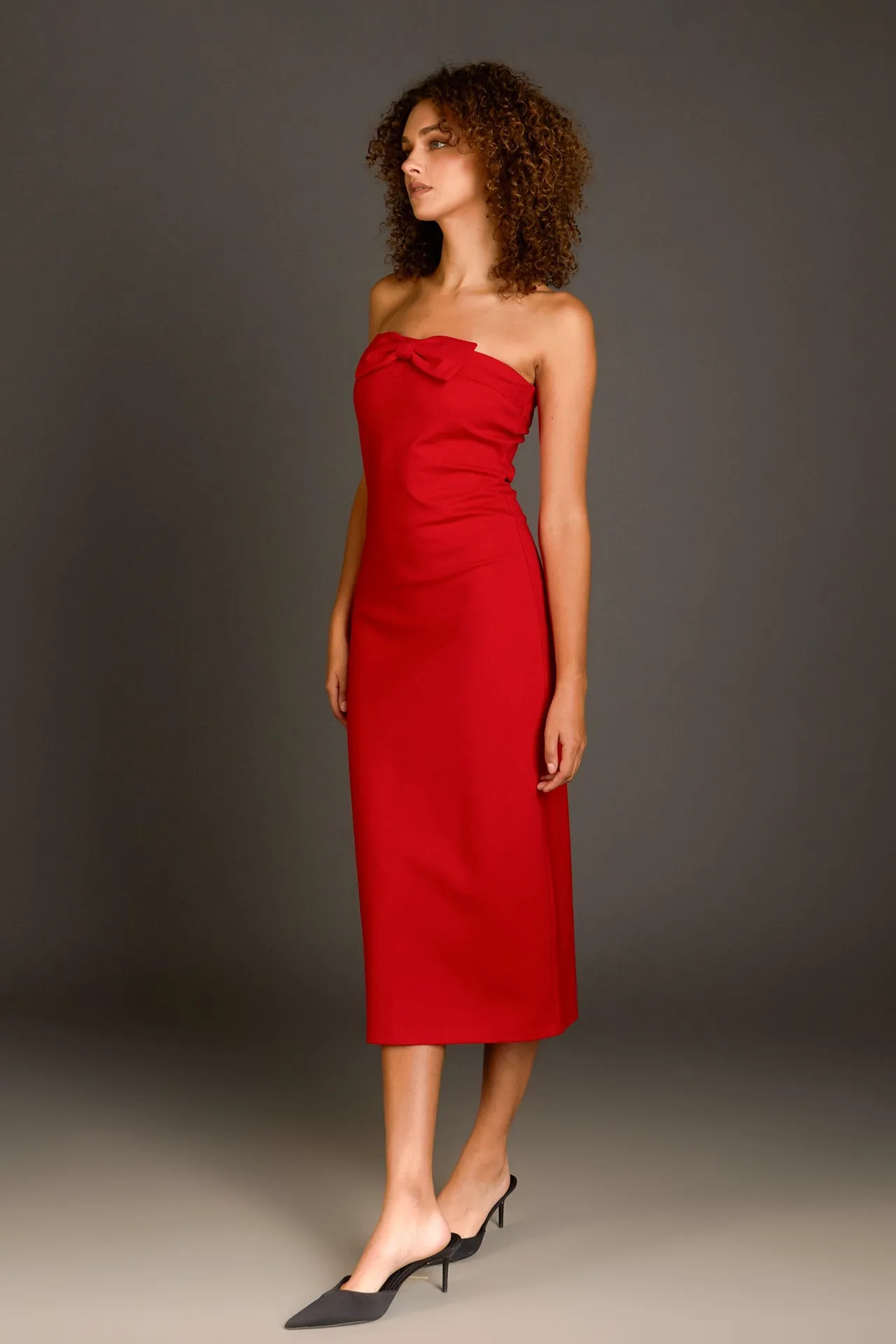 Strapless Bow Midi Dress