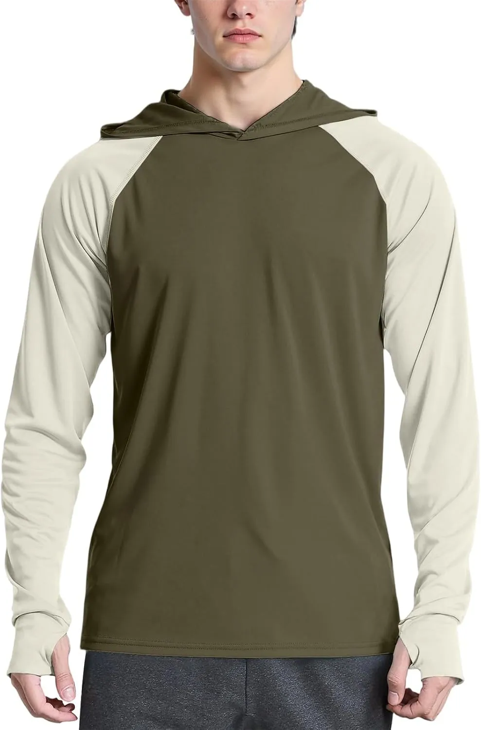 Sun Protection Shirt for Men Ice Silk Raglan Long Sleeve Lightweight Breathable Rash Guard SPF/UV Fishing Shirt