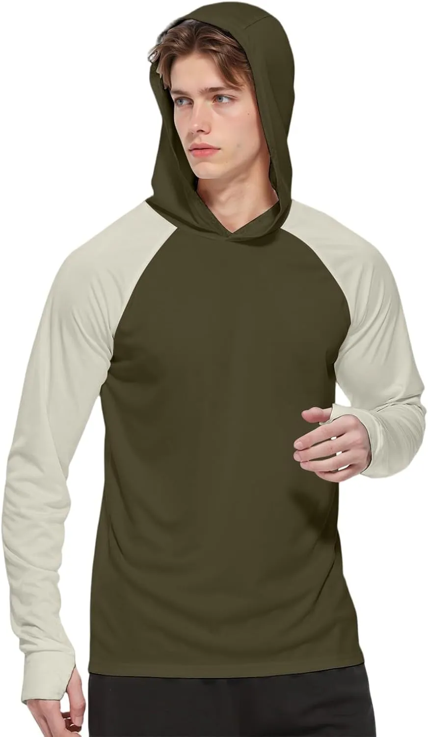 Sun Protection Shirt for Men Ice Silk Raglan Long Sleeve Lightweight Breathable Rash Guard SPF/UV Fishing Shirt