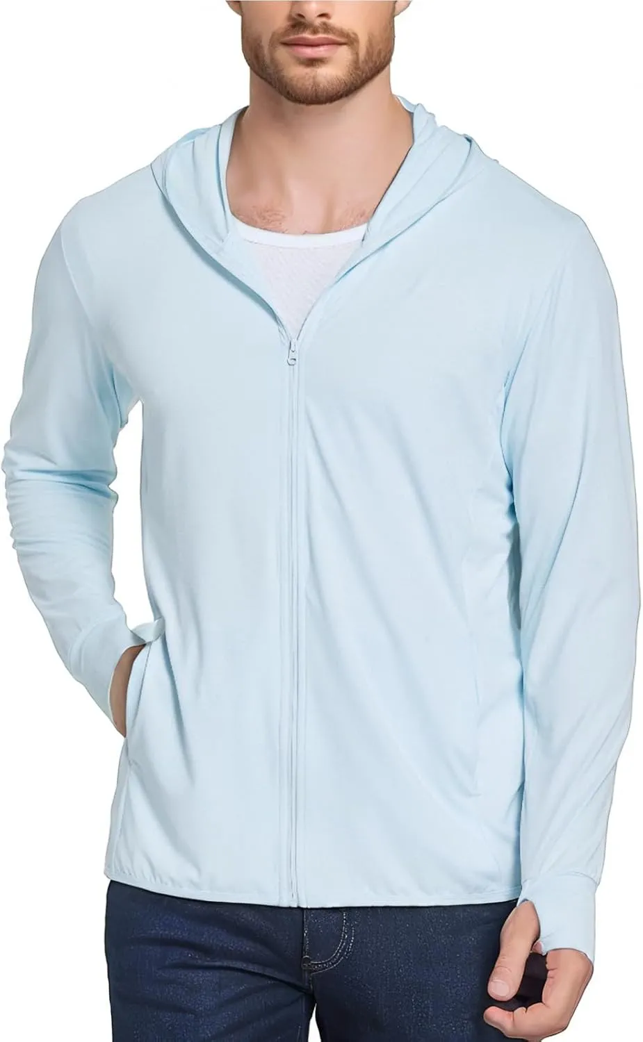Sun Protection Shirt for Men UPF 50  Long Sleeve Lightweight Breathable Fishing Rash Guard Hoodes Sun Shirt