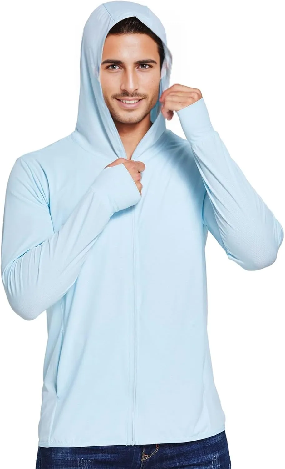 Sun Protection Shirt for Men UPF 50  Long Sleeve Lightweight Breathable Fishing Rash Guard Hoodes Sun Shirt