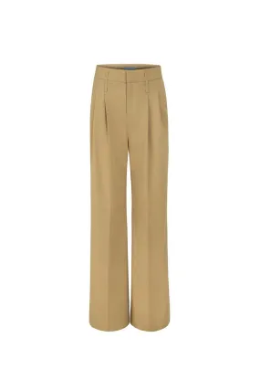 Taylor Straight Wide Leg Twill Crepe Floor Length Pants