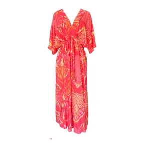 Tribal Coral Kaftan Dress
