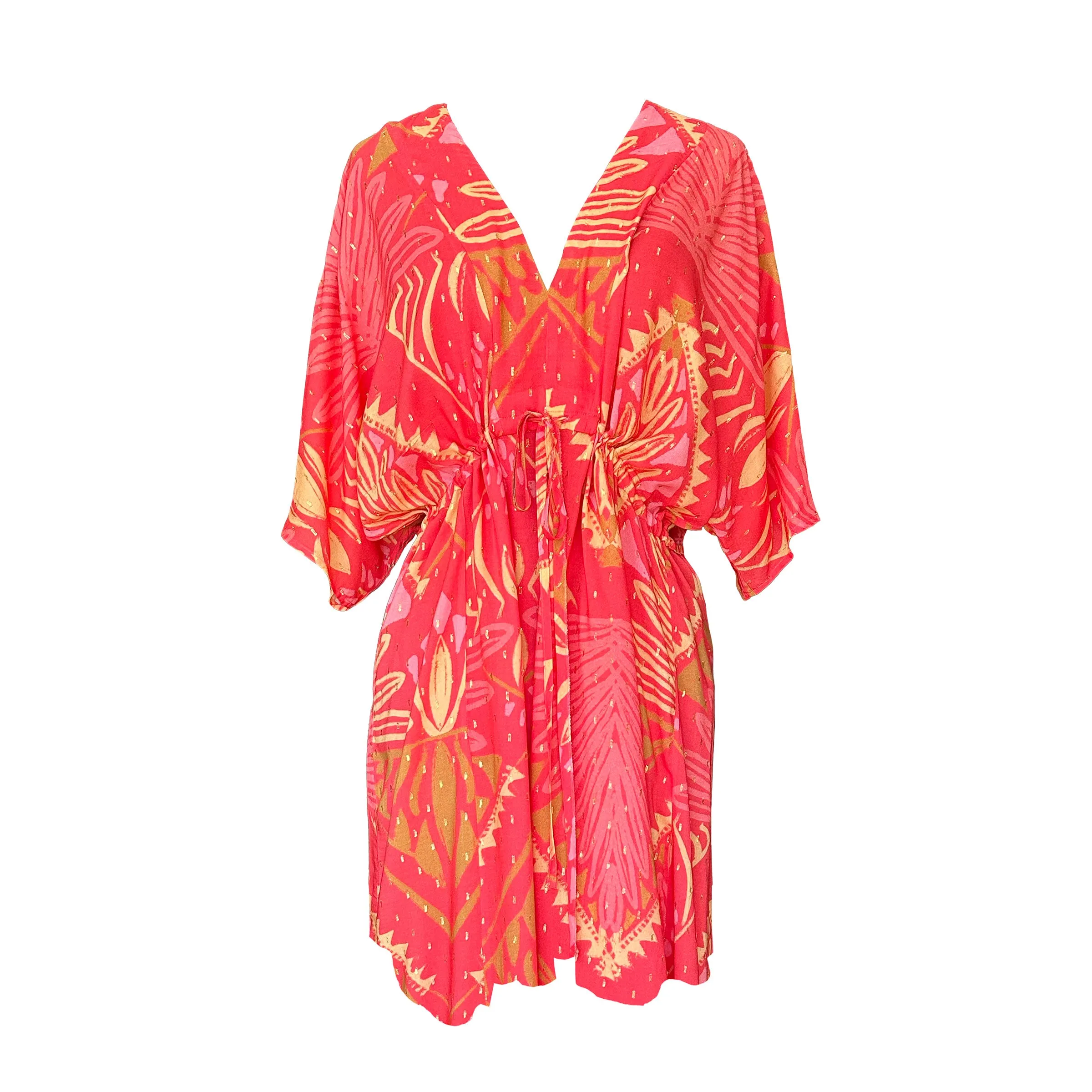 Tribal Coral Kaftan Dress