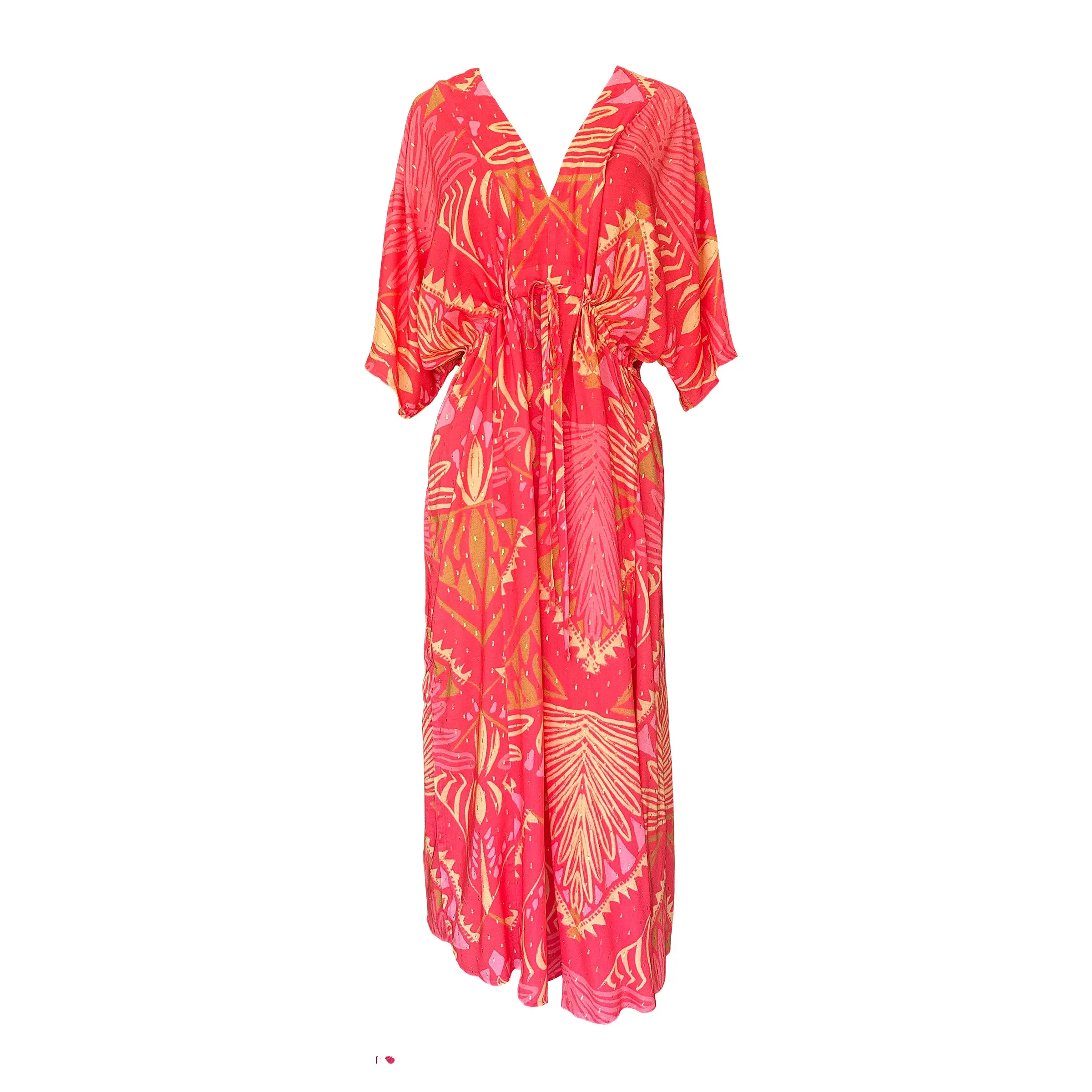 Tribal Coral Kaftan Dress