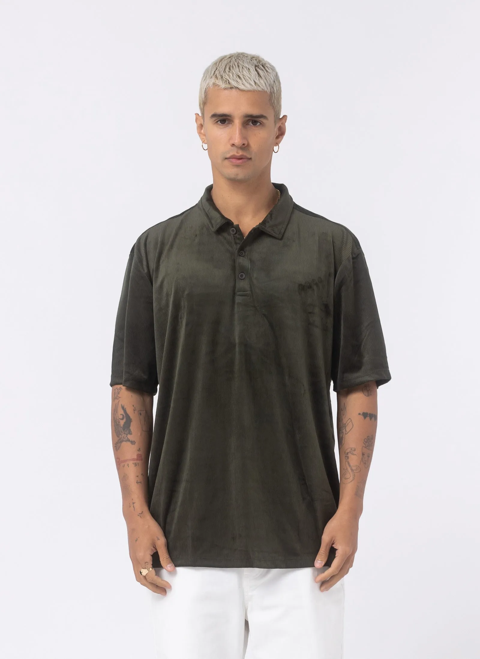 Velour Cord Polo Forest