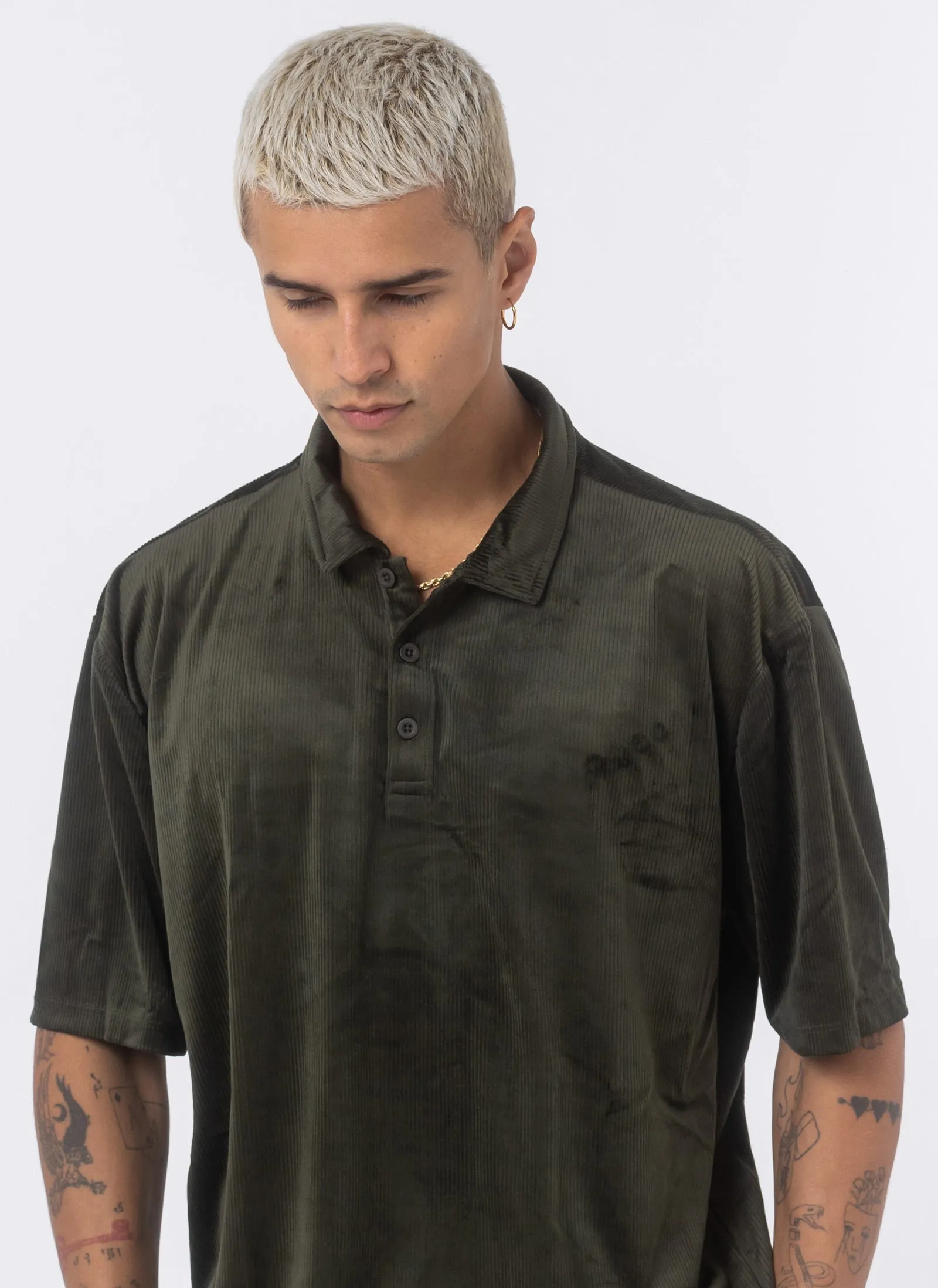 Velour Cord Polo Forest