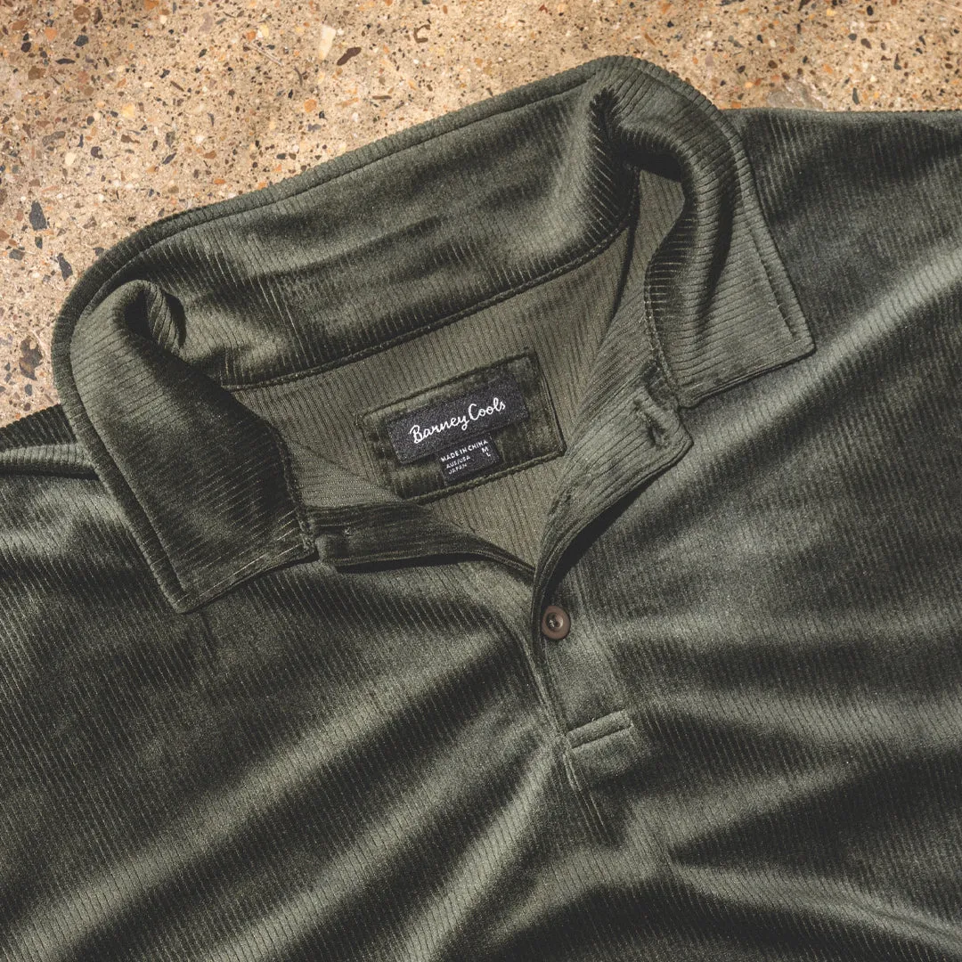 Velour Cord Polo Forest