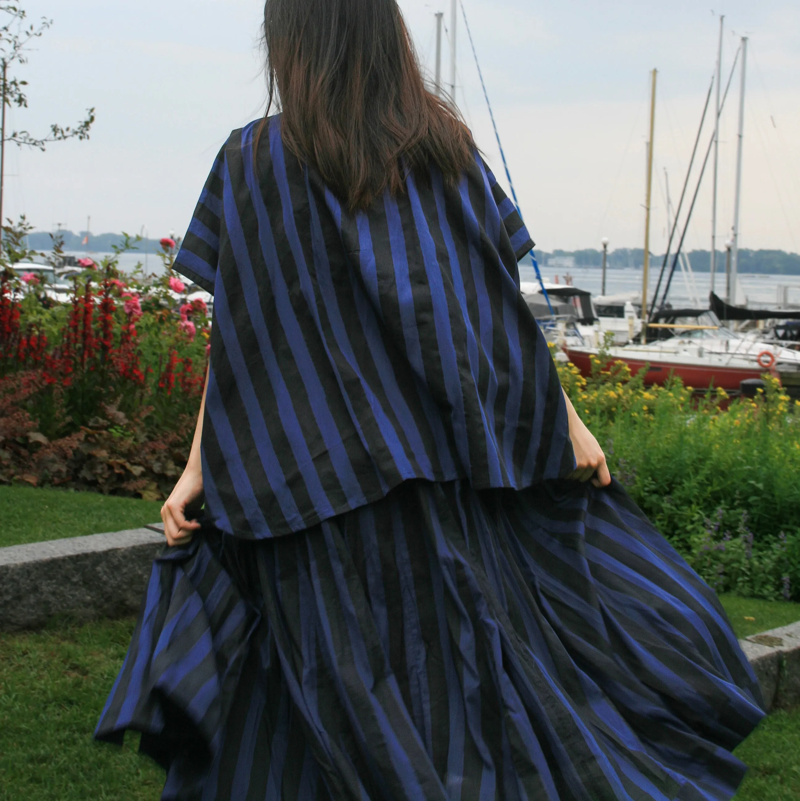 Vivian Skirt in Midnight Stripe