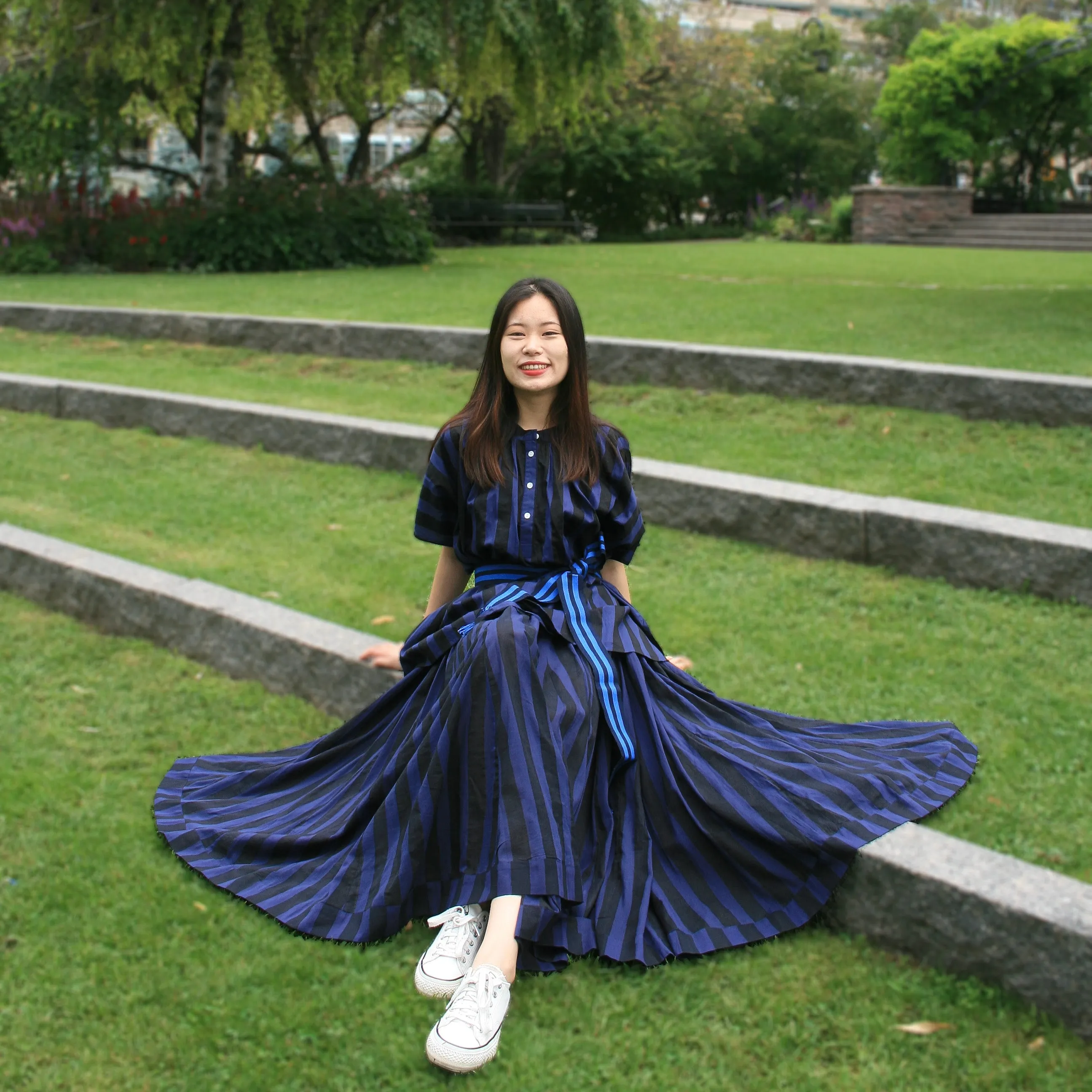 Vivian Skirt in Midnight Stripe