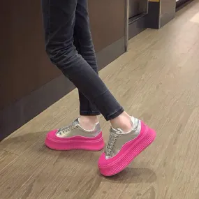 Women's Casual Leather Platform Sneakers