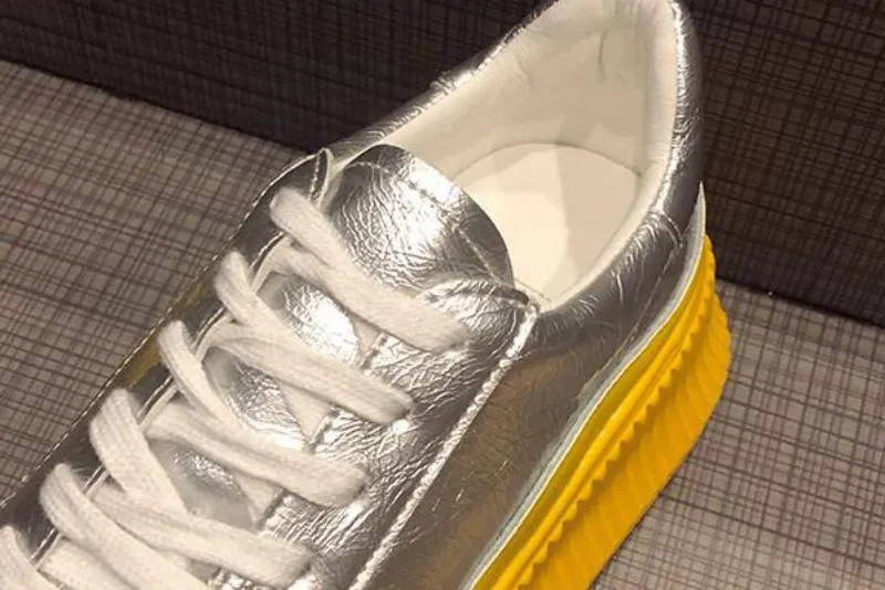 Women's Casual Leather Platform Sneakers