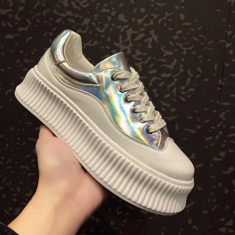 Women's Casual Leather Platform Sneakers
