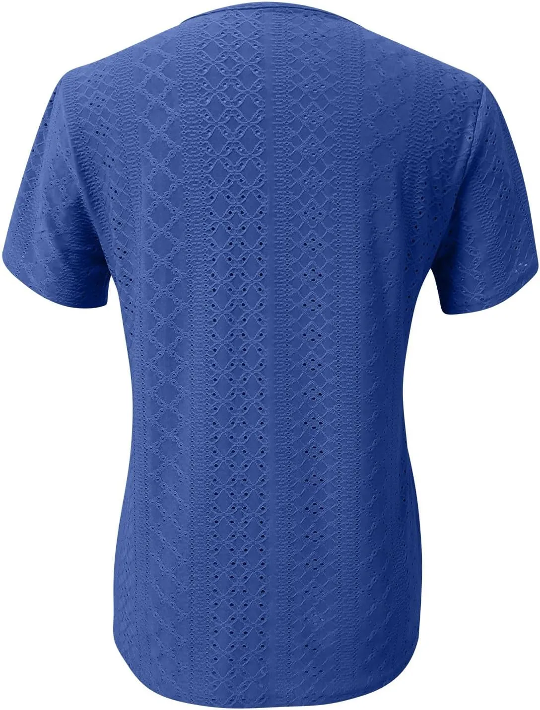 Womens T Shirts Casual Slanted Button Hollow Puff Sleeve Tunic Tops Summer Breathable Travel Vacation Streetwear 2025