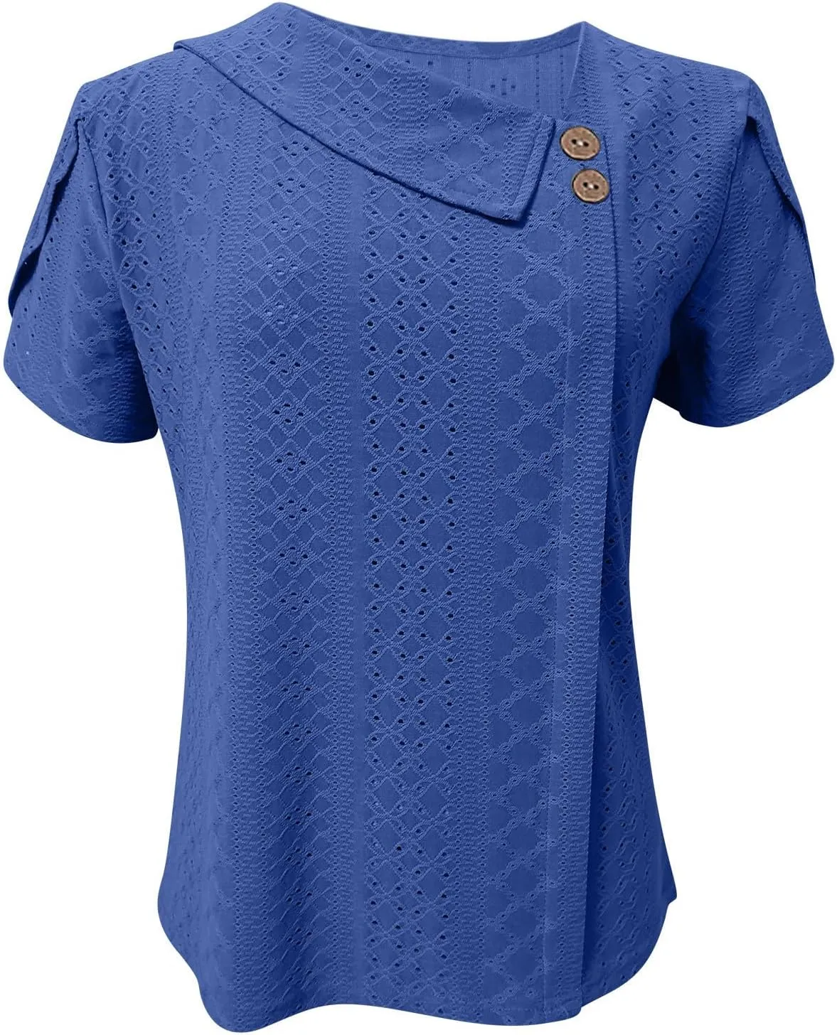 Womens T Shirts Casual Slanted Button Hollow Puff Sleeve Tunic Tops Summer Breathable Travel Vacation Streetwear 2025