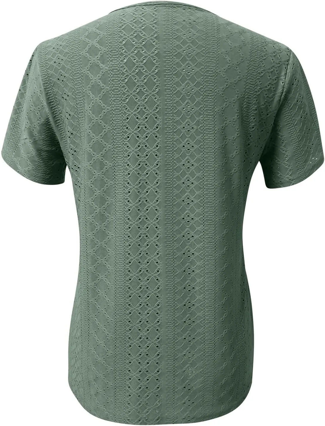 Womens T Shirts Casual Slanted Button Hollow Puff Sleeve Tunic Tops Summer Breathable Travel Vacation Streetwear 2025