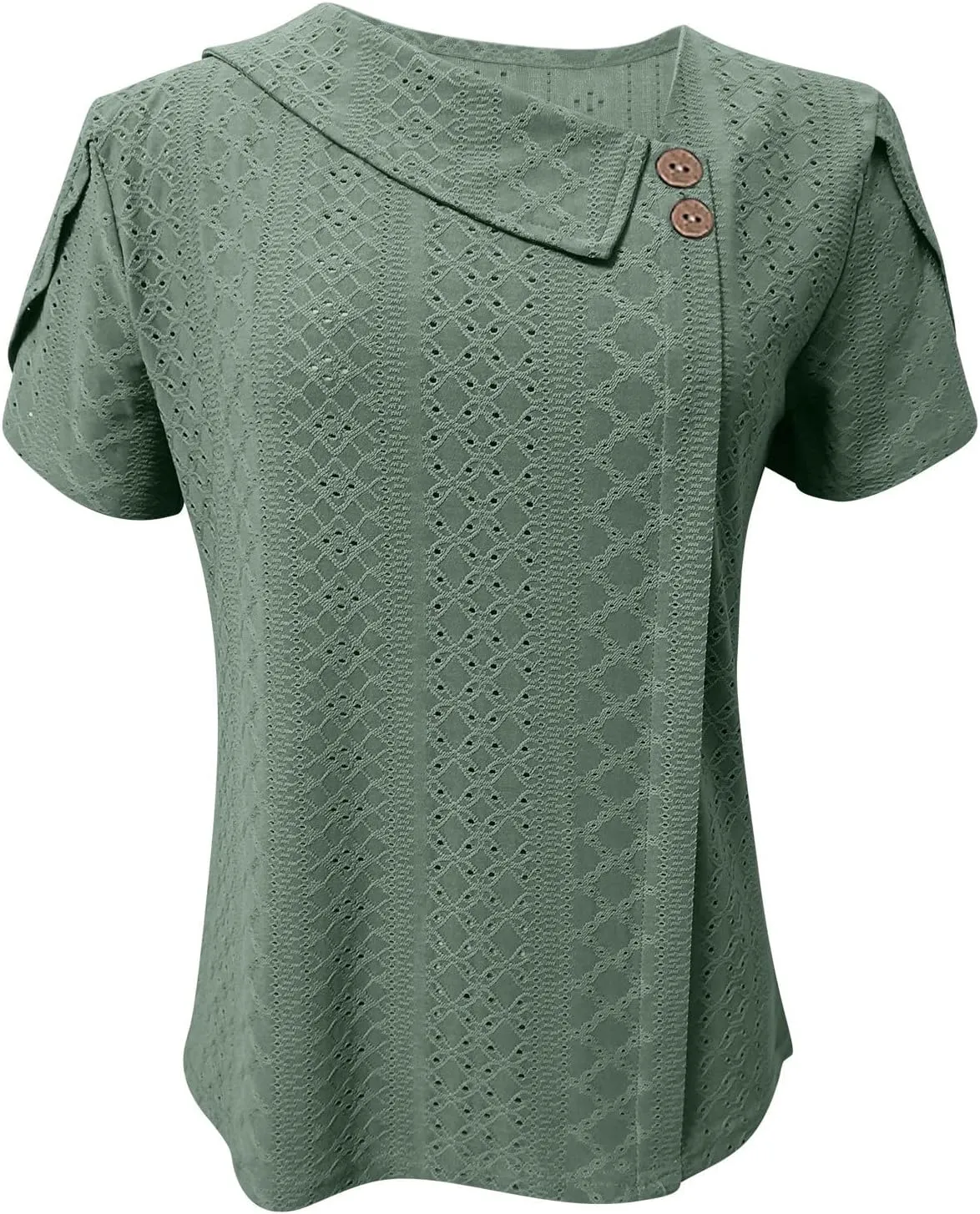 Womens T Shirts Casual Slanted Button Hollow Puff Sleeve Tunic Tops Summer Breathable Travel Vacation Streetwear 2025