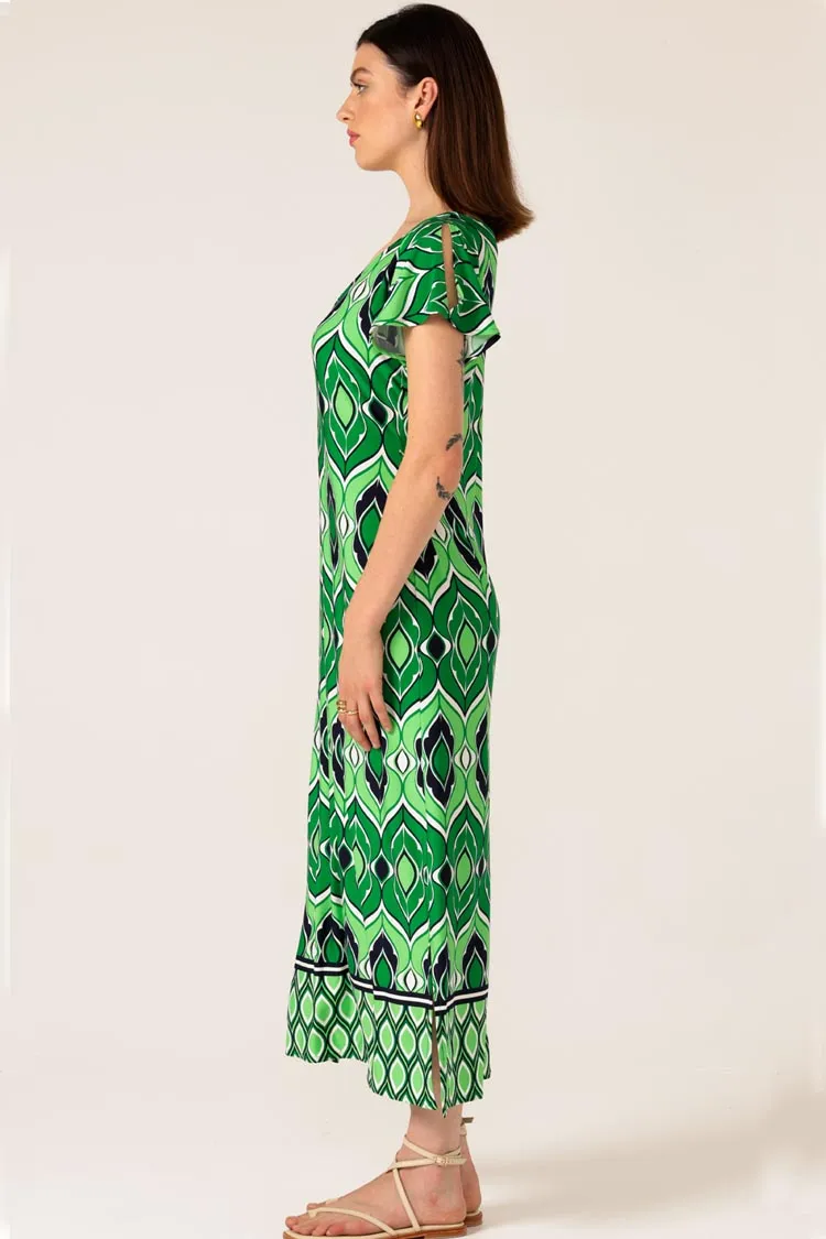 Youth Dew Reversible Midi in Lime Navy