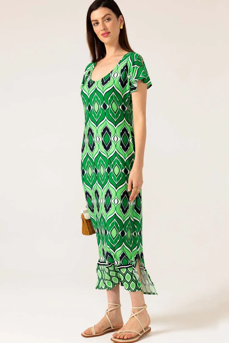 Youth Dew Reversible Midi in Lime Navy