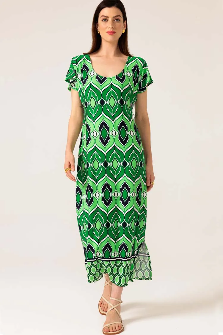 Youth Dew Reversible Midi in Lime Navy